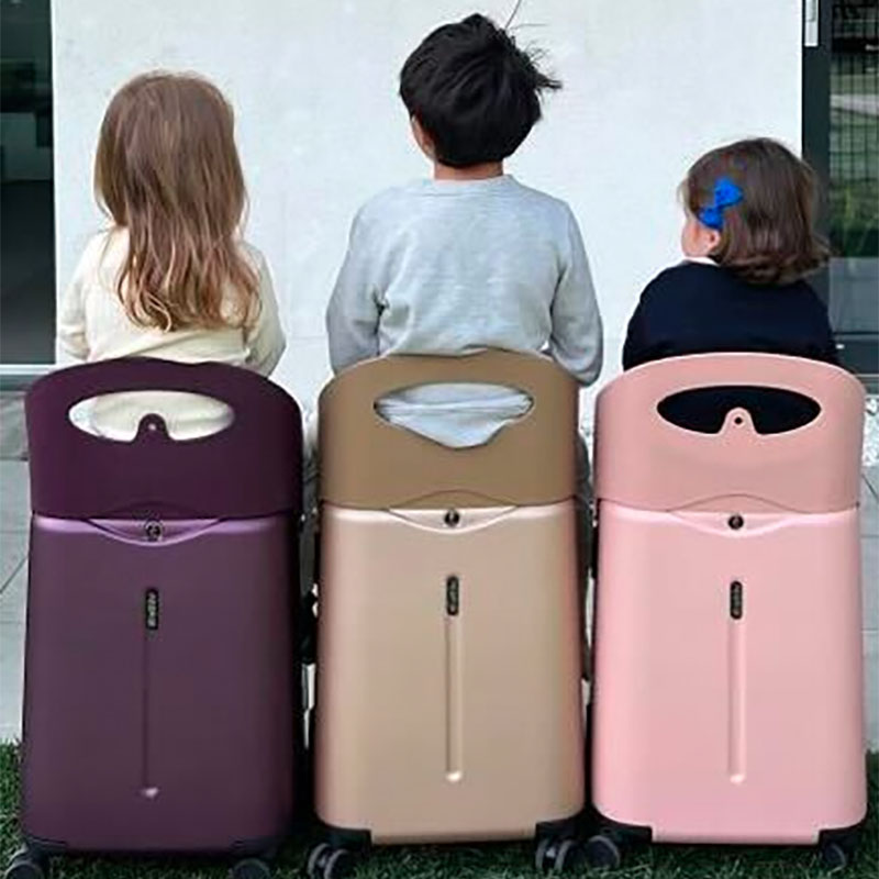 MiaMily Carry on 20 Luggage - The First Ride on Luggage for Both Children and Adults, Accommodating Up to 220lbs. Champagne Gold / 18